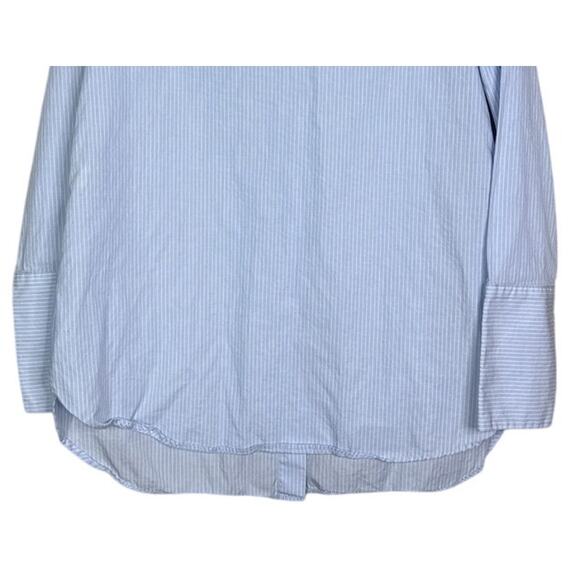 Zara Oversized Striped Boat Neck Button Down Collar Shirt Long Sleeve XS Blue - Picture 8 of 16
